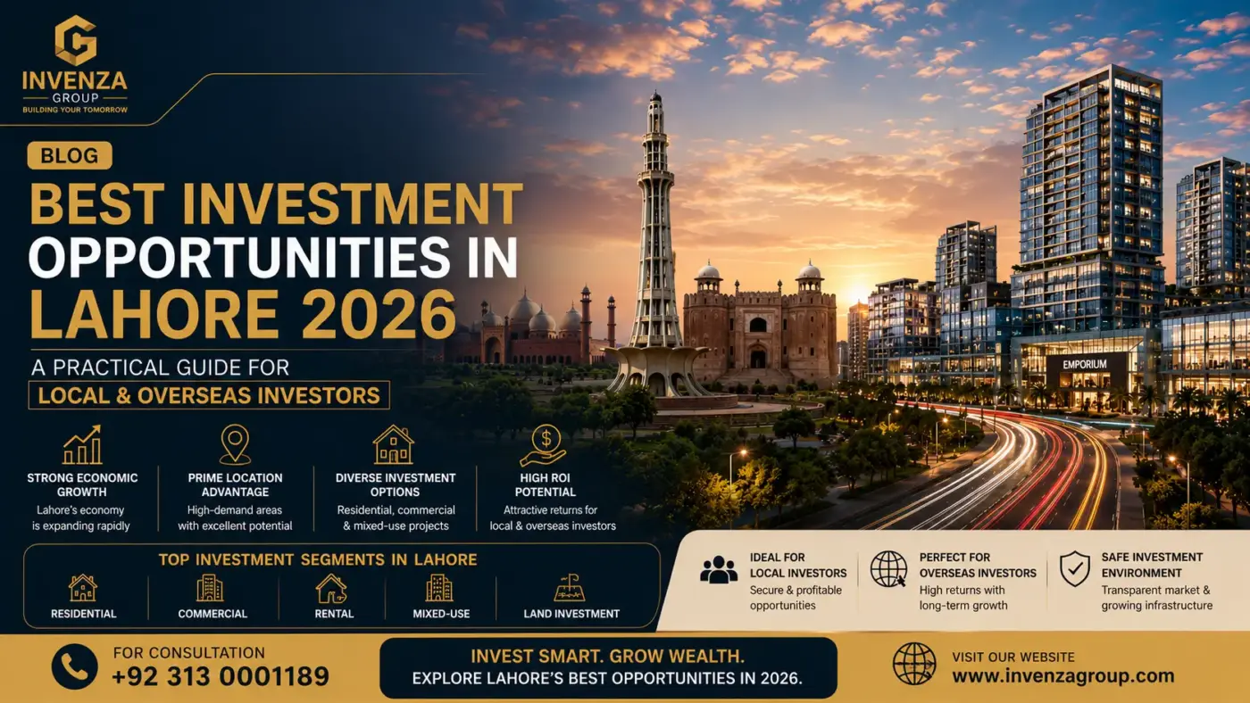 Best investment opportunities in Lahore 2026 featuring residential, commercial and mixed-use real estate projects.