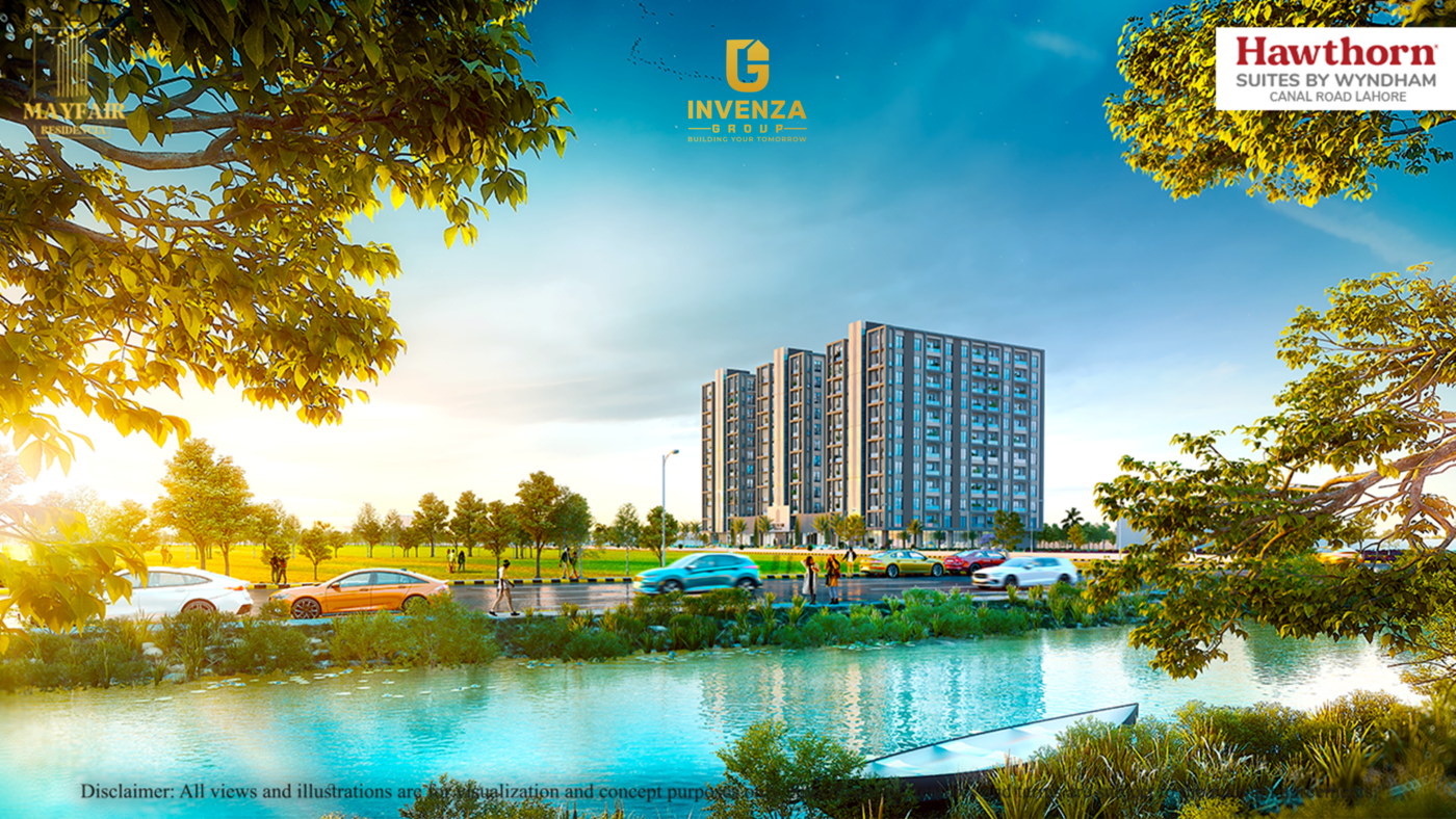 Canal Road Investment opportunity featuring modern high-rise apartments, scenic waterfront, and premium urban living in Lahore