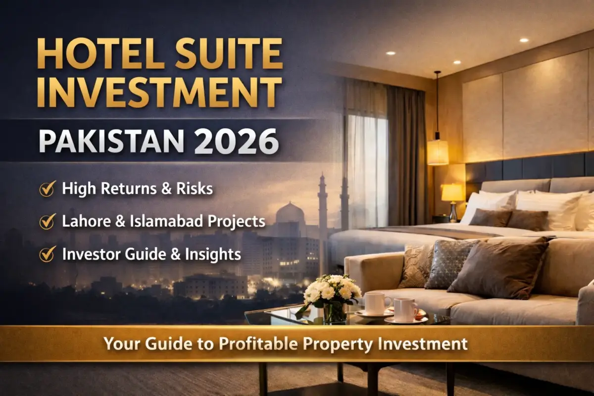Hotel suite investment in Pakistan 2026 showing luxury hotel room and investor guide for Lahore and Islamabad projects
