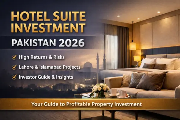Hotel suite investment in Pakistan 2026 showing luxury hotel room and investor guide for Lahore and Islamabad projects