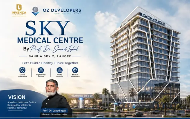 Sky Medical Centre Bahria Sky 2 Lahore by Prof Dr Javed Iqbal modern medical investment project building exterior view