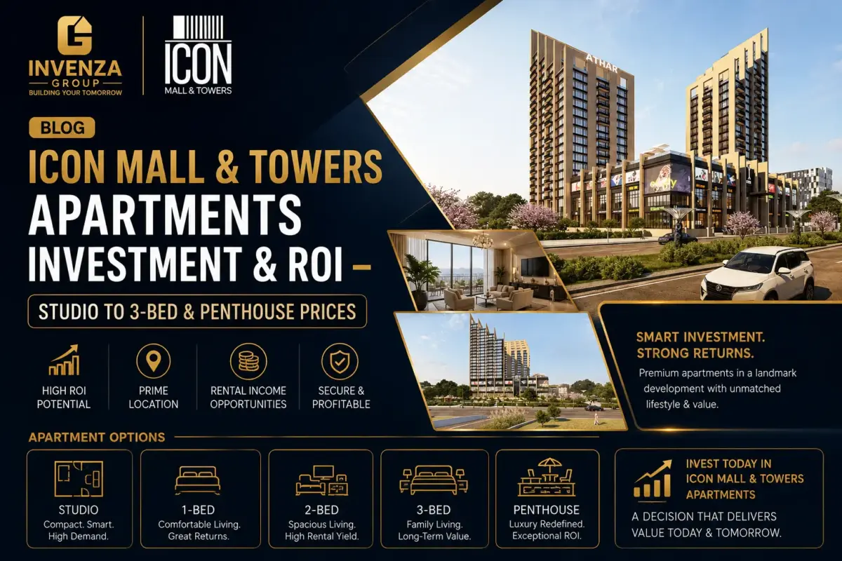Icon Mall & Towers apartments investment guide featuring studio to penthouse prices, ROI analysis and premium living.