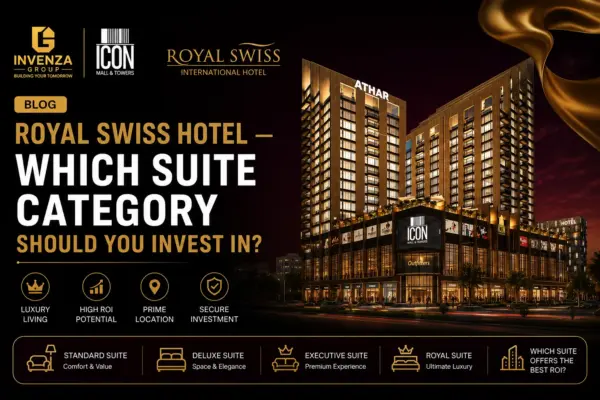 Royal Swiss Hotel at Icon Mall & Towers featuring suite investment options, ROI analysis and luxury hospitality.