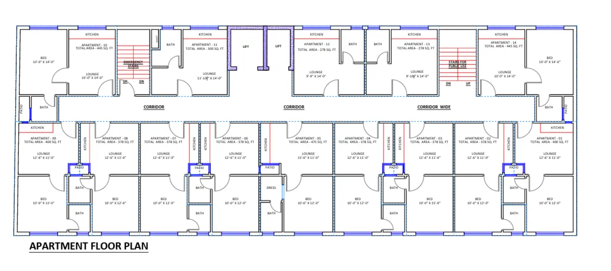 Central Mall Lahore Residential Apartment Floor Plan — Studio and 1-Bed Layouts