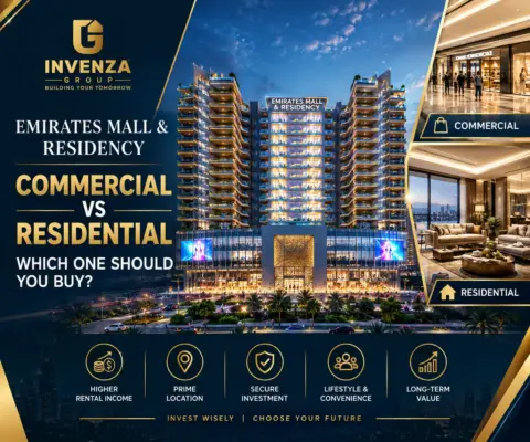 Emirates Mall & Residency Lahore commercial vs residential investment comparison with rental income and long-term value