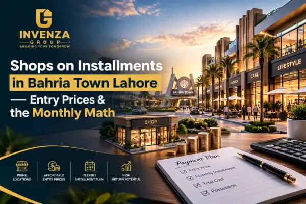 Shops on installments in Bahria Town Lahore with entry prices, monthly payment plans, prime locations and investment potential.