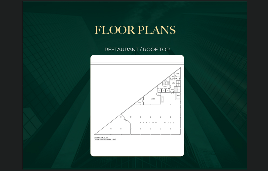 Icon Avenue Lahore rooftop restaurant floor plan spanning 9,647 square feet